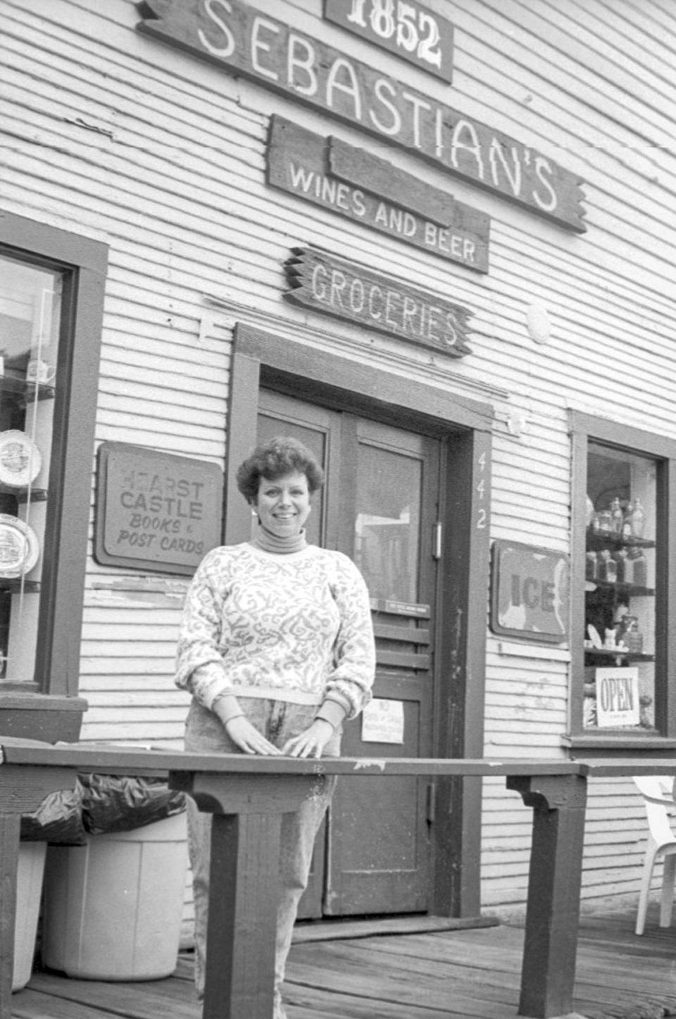 “This is definitely not the real world,” says Jacki Buddell, who with her husband Bob owned Sebastian’s General Store in San Simeon Jan. 3, 1992.