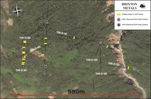 Visible Gold Occurrences in Diamond Drilling at the Trapper Gold Target