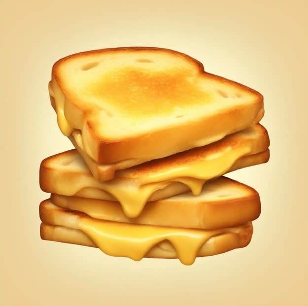 Grilled cheese sandwich with melted cheese oozing out