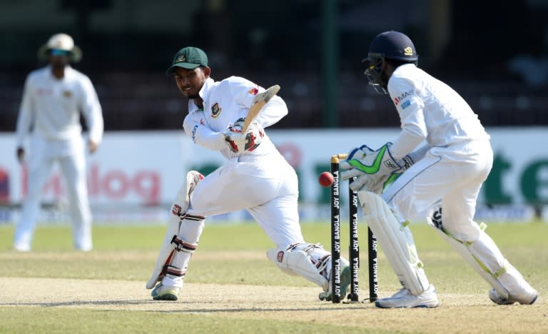 Bangladesh's Mosaddek Hossain bats against Sri Lanka on the third day of the second Test in Colombo on March 17, 2017