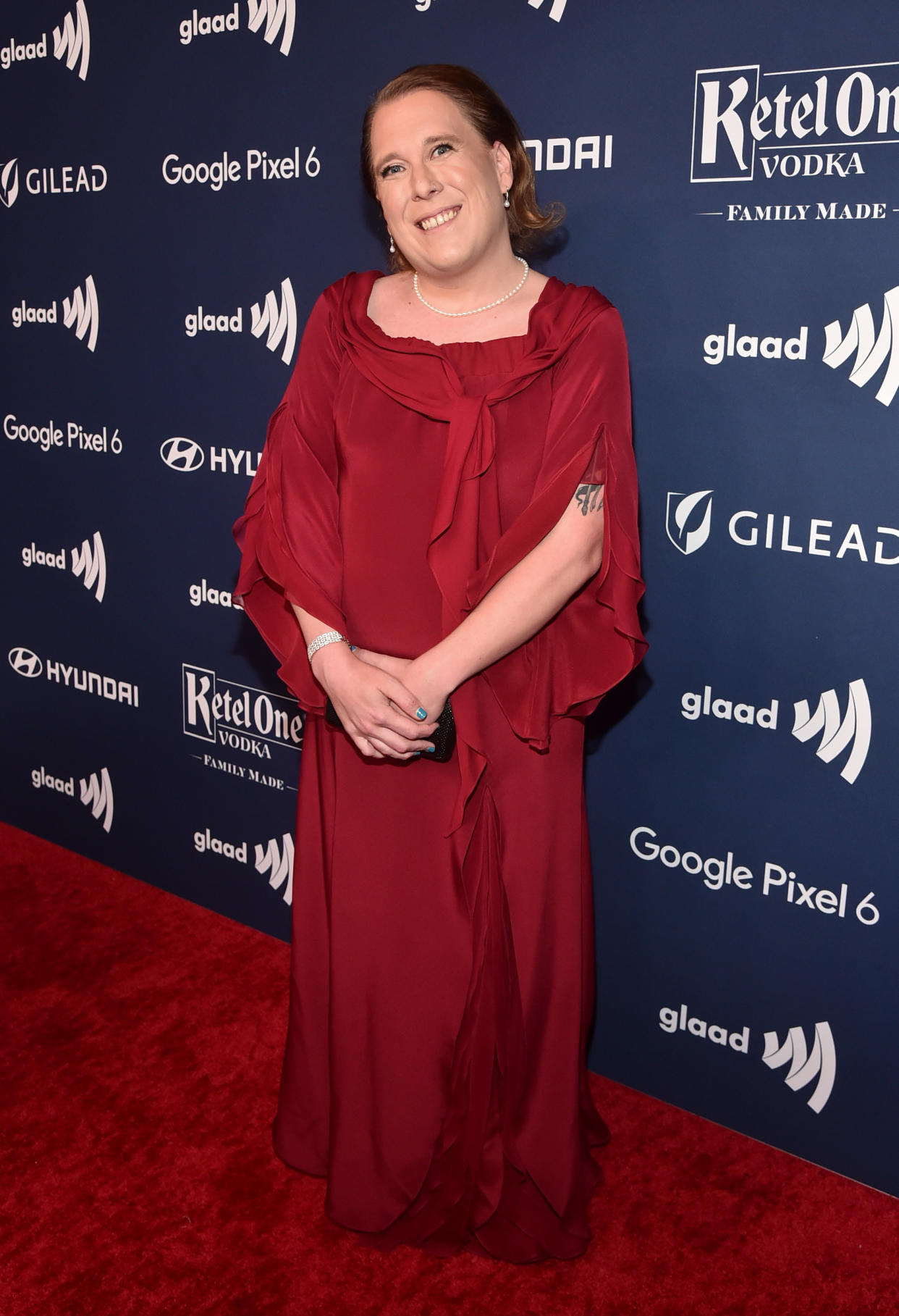 BEVERLY HILLS, CALIFORNIA - APRIL 02: Amy Schneider attends The 33rd Annual GLAAD Media Awards at The Beverly Hilton on April 02, 2022 in Beverly Hills, California. (Photo by Alberto E. Rodriguez/Getty Images for GLAAD)