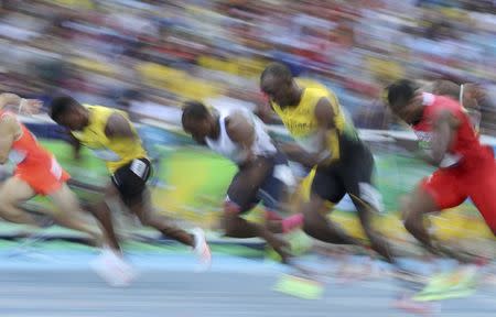 2016 Rio Olympics - Athletics - Preliminary - Men's 100m Round 1 - Olympic Stadium - Rio de Janeiro, Brazil - 13/08/2016. Usain Bolt (JAM) of Jamaica competes. REUTERS/Phil Noble