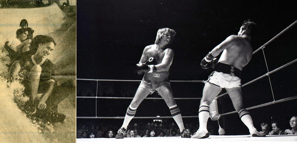 LEFT: Throwback Thursday columnist Allison Ehrlich lamented she never got to ride Aqua Thrillway as a kid, which was open from 1978 to the mid-1980s. RIGHT: Another favorite throwback topic of Ehrlich's was the amateur toughman contest, Baddest Man in Town, on July 14, 1980.