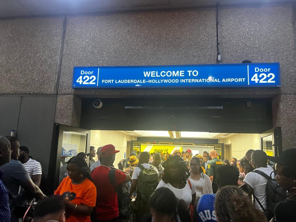 Scene at Fort Lauderdale International Airport at 6 a.m. July 19, 2024, after a tech outage affected several airlines and businesses around the world.