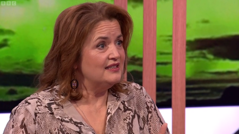 Ruth Jones had a fear of forgetting her lines. (BBC screengrab)