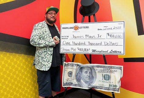 James Maus Jr. of Hagerstown is planning to buy a new home after claiming a $100,000 scratch-off prize.