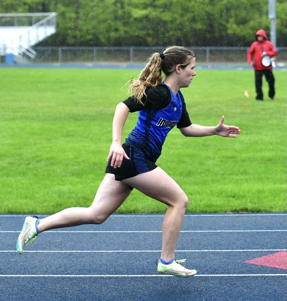 Inland Lakes' Lauren Fenstermaker turns up the speed during a sprinting event on Wednesday.