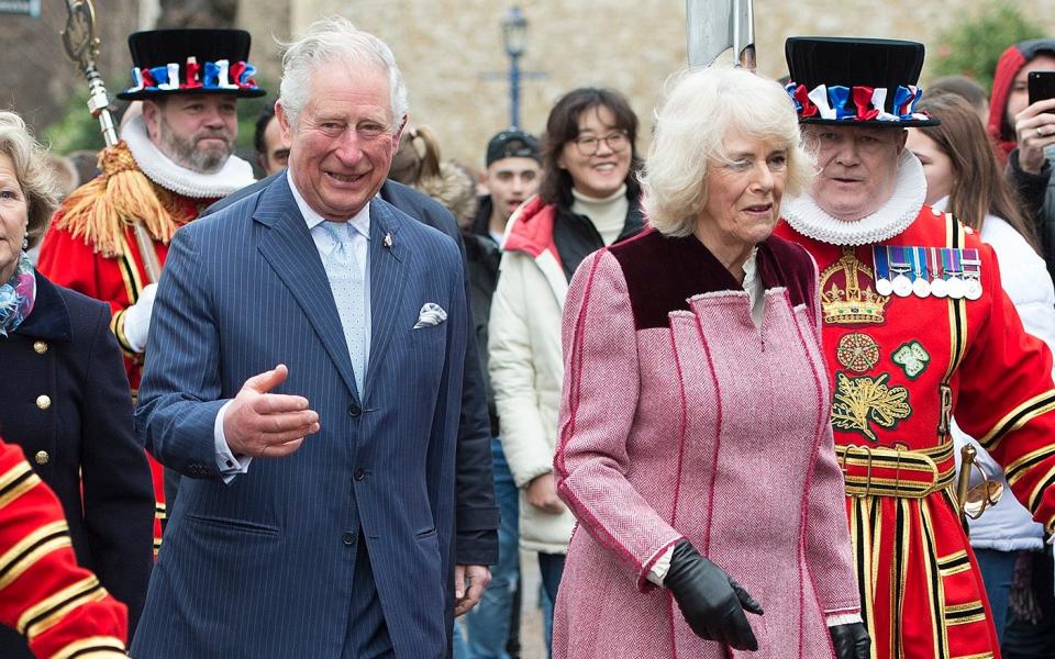 The Prince of Wales and The Duchess of Cornwall visit The Tower of London to mark 535 years since the creation of Yeoman Warders (Beefeaters) and joined a reception with VisitBritain/ VisitEngland to celebrate 50 years of the British Tourist Authority. The Prince of Wales and The Duchess of Cornwall will be greeted by the Constable of the Tower,plus representatives of Visit Britain before joiningYeoman Warders for a photograph in front of the White Tower, the iconic landmark from which The PrinceÕs standard will be flying.Their Royal Highnesses will proceed insideThe QueenÕs House and visit the cell where Thomas More was imprisoned. Here, Their Royal Highnesses will learn a brief history of the space. -  Eddie Mulholland/Eddie Mulholland