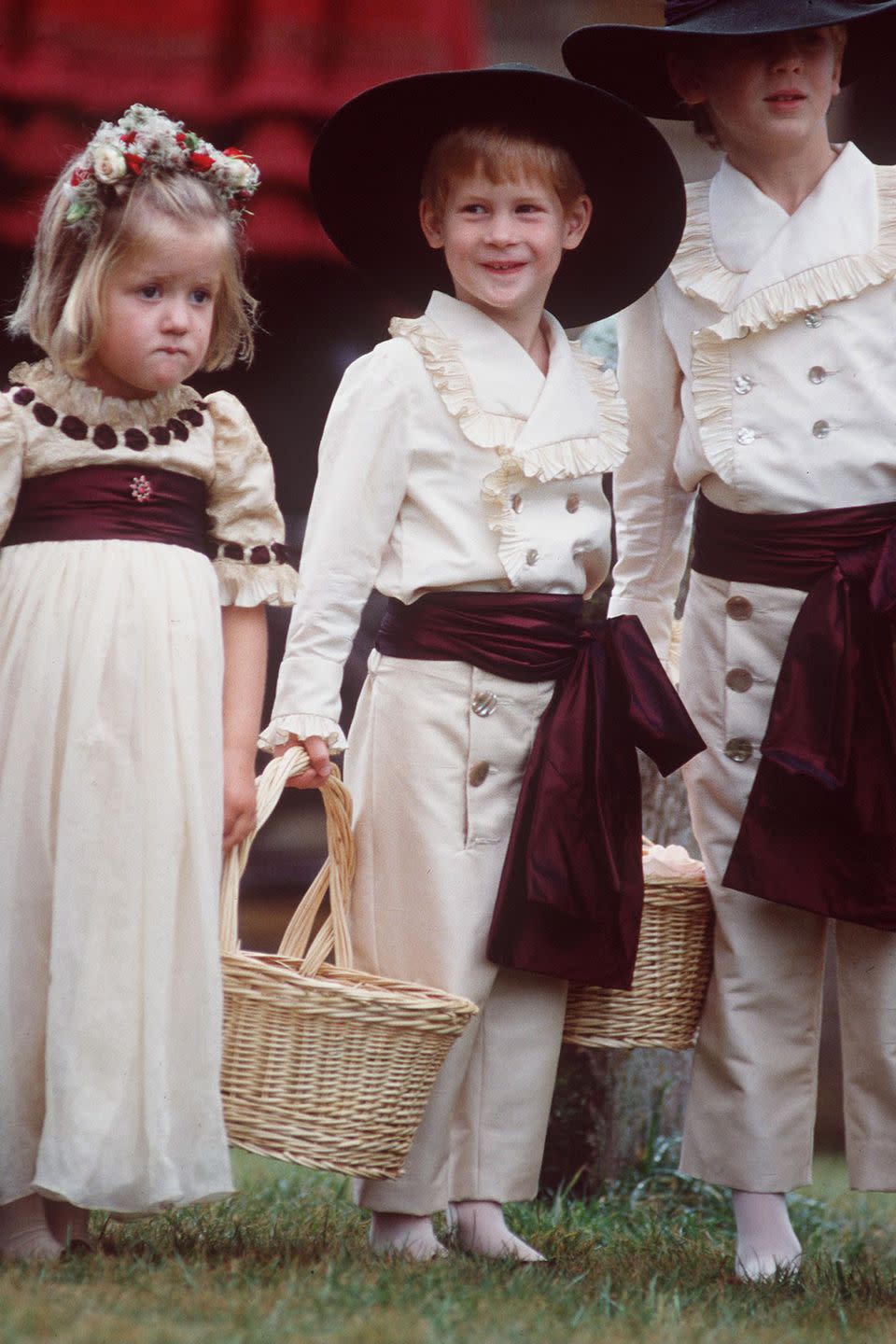 <p>Prince Harry dressed in a ruffle suit as a pageboy for his Uncle's wedding. </p>