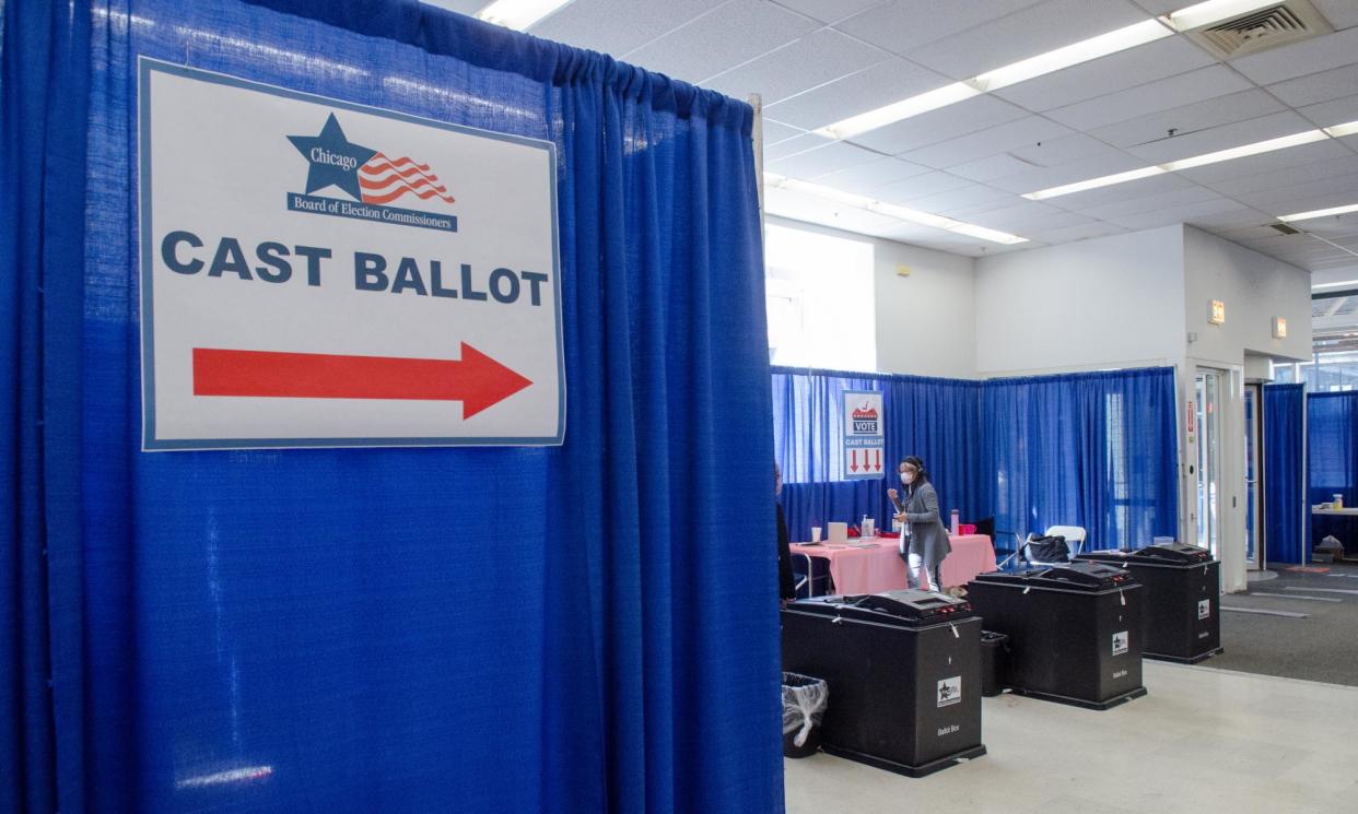 <span>Ballot boxes in Chicago on 13 March 2024.</span><span>Photograph: Anadolu/Getty Images</span>