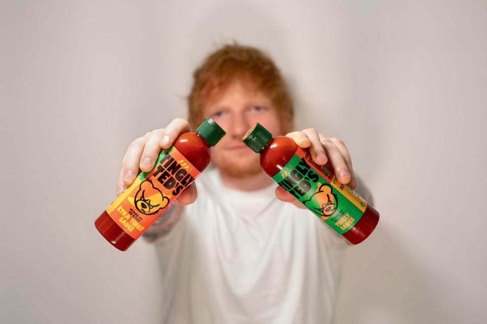 Ed Sheeran has launched a hot sauce range called Tingly Ted’s (PA)