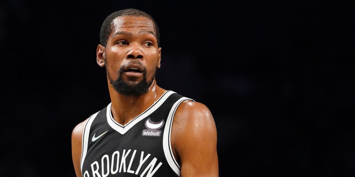 Kevin Durant looks on during a game.