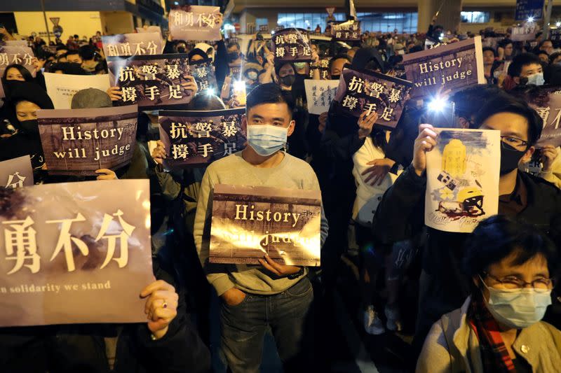 Hong Kong protesters attend a rally in Hong Kong