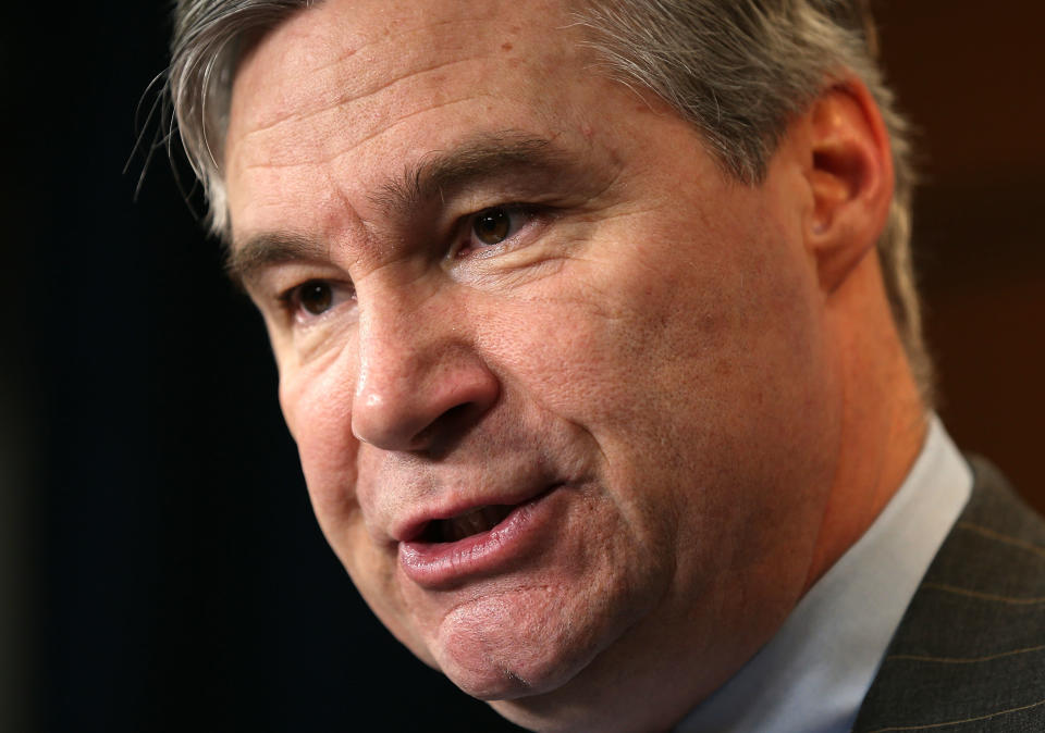 U.S. Senator Sheldon Whitehouse (D-R.I.) speaks to the media during a news conference January 24, 2013 on Capitol Hill in Washington, D.C. (Photo by Alex Wong/Getty Images)