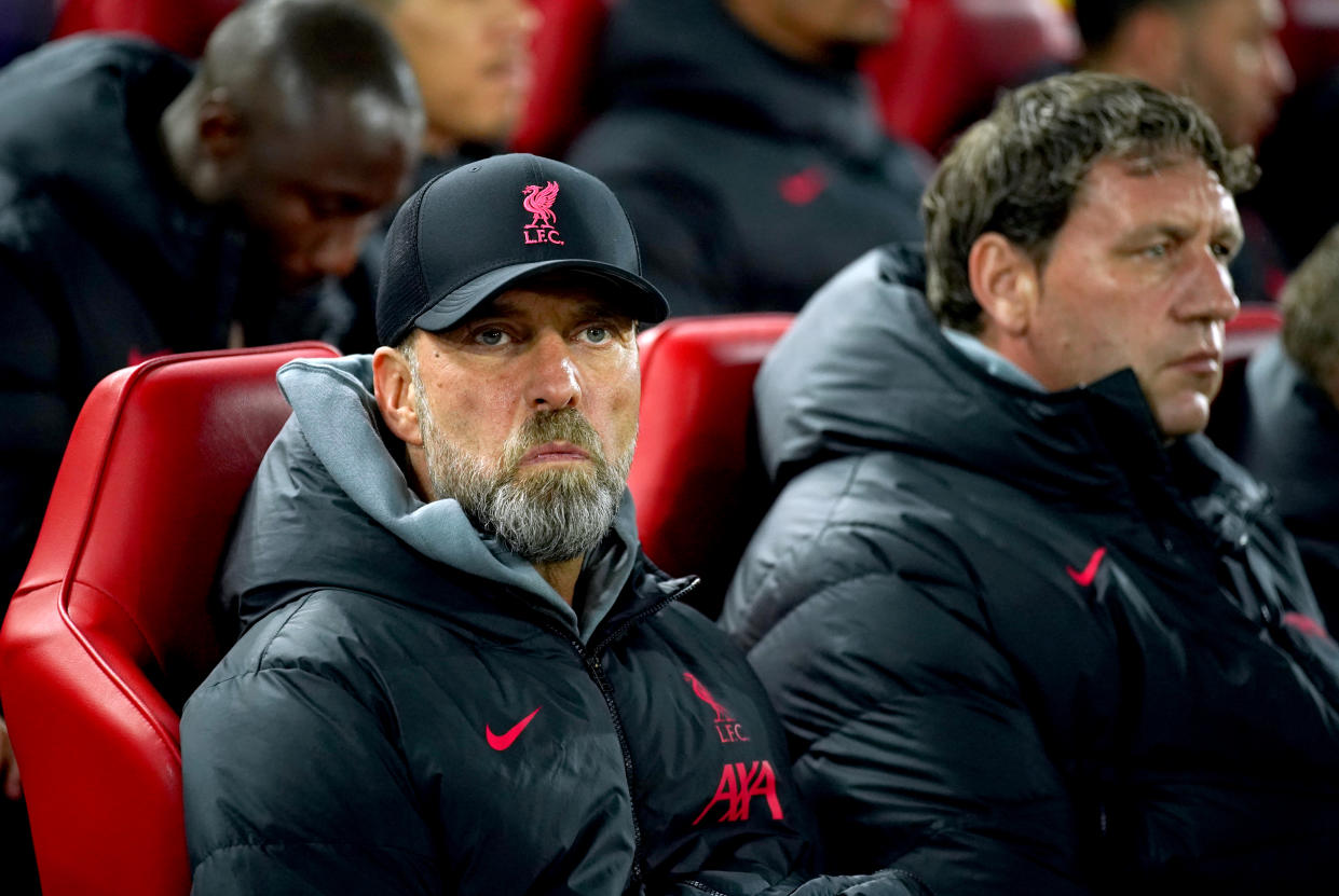Liverpool manager Jurgen Klopp (left) during the Champions League round-of-16 match against Real Madrid. 