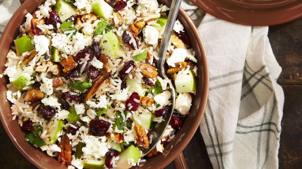 basmati rice with pecans, cranberries, apples, and feta