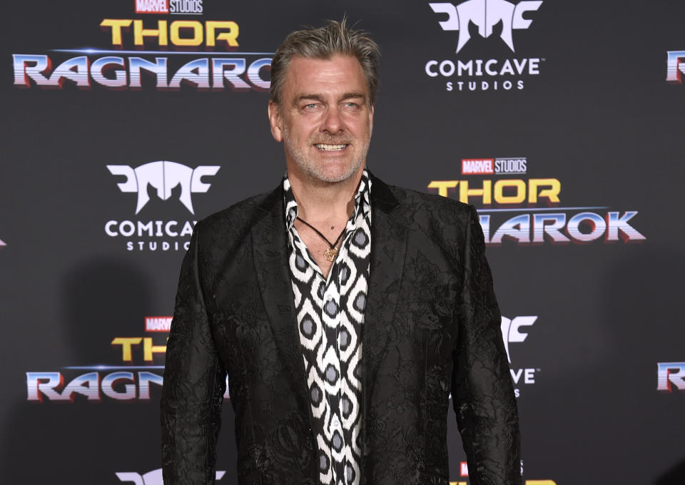 FILE - Ray Stevenson arrives at the world premiere of "Thor: Ragnarok" in Los Angeles on Oct. 10, 2017. Stevenson, the Irish actor who played the villain in “RRR,” an Asgardian warrior the ‘Thor’ films, and a member of the 13th Legion in HBO’s “Rome,” has died. He was 58. Representatives for Stevenson told The Associated Press he died Sunday, May 21, 2023, but had no other details to share. (Photo by Chris Pizzello/Invision/AP, File)