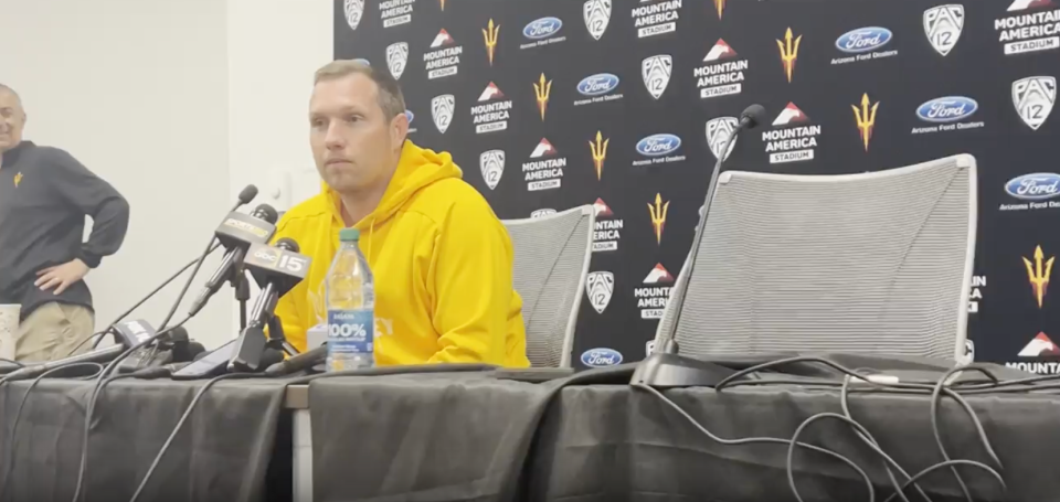 ASU football coach Kenny Dillingham speaks to the media ahead of spring practice.