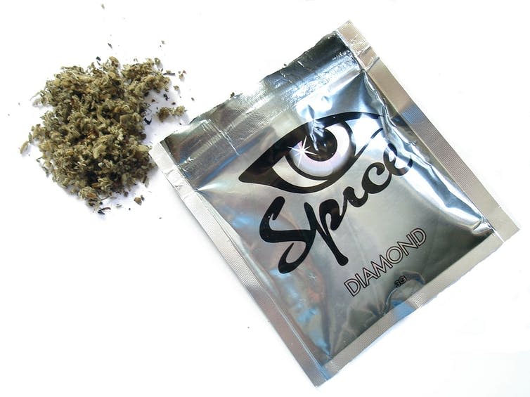 <span class="caption">Are synthetic cannabinoids like Spice worse than the real thing?</span> <span class="attribution"><a class="link " href="https://en.wikipedia.org/wiki/Synthetic_cannabinoids#/media/File:USMC-100201-M-3762C-001.jpg" rel="nofollow noopener" target="_blank" data-ylk="slk:Damany S. Coleman/Wikimedia Commons;elm:context_link;itc:0;sec:content-canvas">Damany S. Coleman/Wikimedia Commons</a></span>