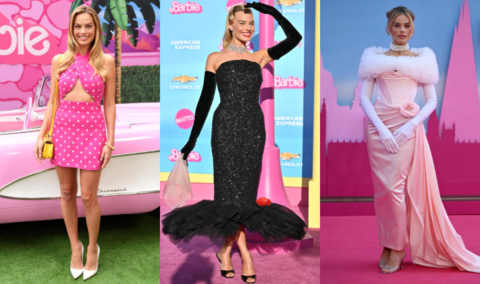 Barbie, Margot Robbie, looks, dresses, promo tour, 