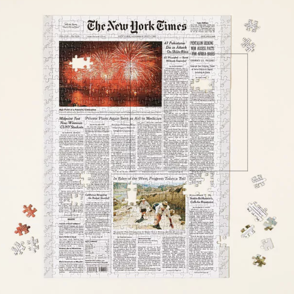 8) New York Times Custom Front Page Puzzle