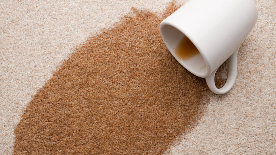 coffee mug spilled coffee on carpet