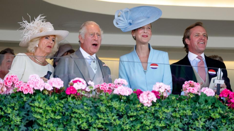 PHOTO: Queen Camilla, King Charles III, Lady Gabriella Windsor and Thomas Kingston watch, from the Royal Box as they attend day 5 of Royal Ascot 2023 at Ascot Racecourse on June 24, 2023 in Ascot, England. (Max Mumby/indigo/Getty Images, FILE)