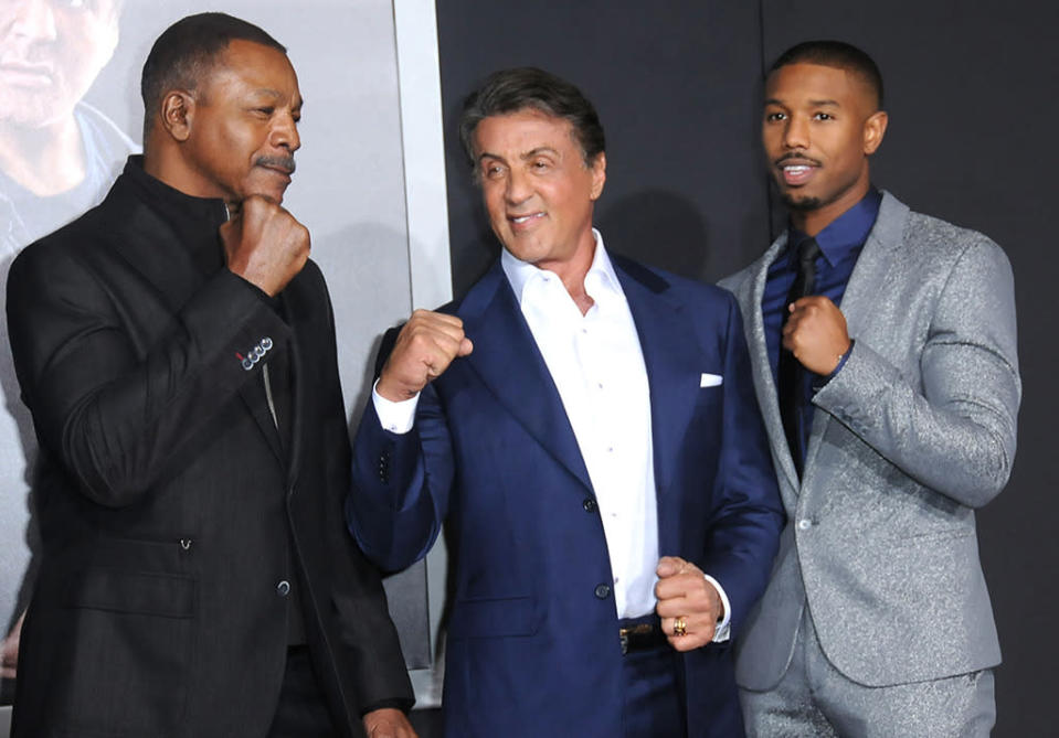 Carl Weathers and Michael B. Jordan at the ‘Creed’ Premiere (2015)