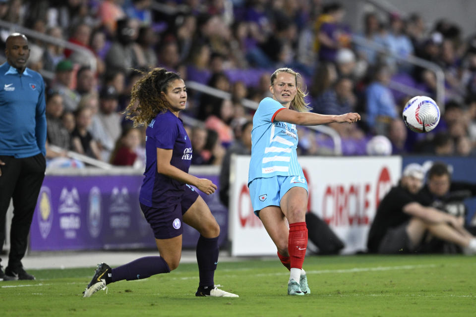 The Chicago Red Stars will play the first NWSL match at Wrigley Field in June against Bay FC. (AP Photo/Phelan M. Ebenhack)