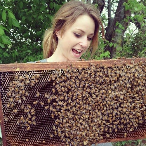 Kate Franzman is the president of Bee Public, which promotes urban bee farming and bee preservation by helping manage bee hives scattered around Indianapolis.