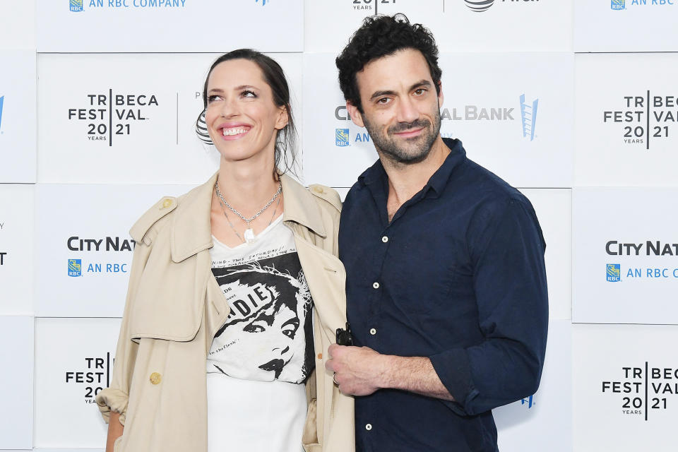 <p>Rebecca Hall and husband Morgan Spector attend the <em>Blondie: Vivir En La Habana</em> premiere during the 2021 Tribeca Festival at Battery Park in N.Y.C. on June 16.</p>