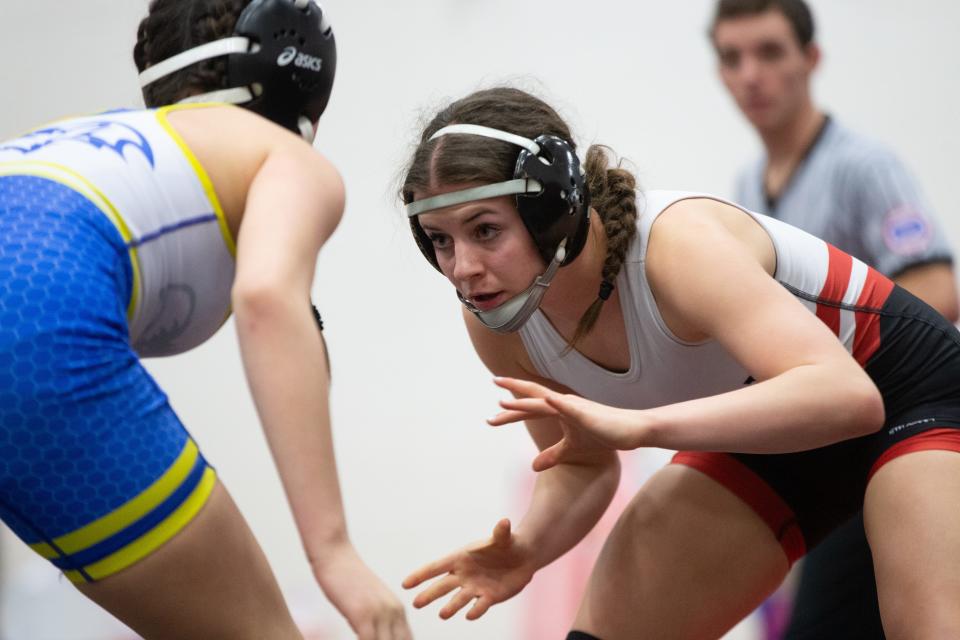 Rossville's Kendra Hurla won the 120-pound weight class in the Class 4-3-2-1A Region C tournament on Saturday, Feb. 10.