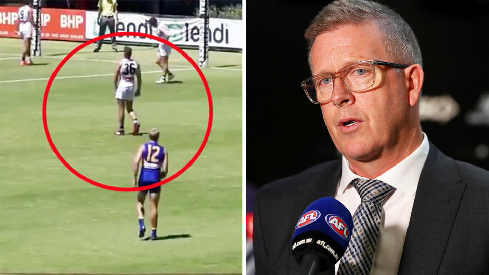 After the AFL's new man the mark 'stand' rule generated significant outcry over the weekend, the league's head of football Steve Hocking has come out in defence of the change. Pictures: 7AFL/Getty Images