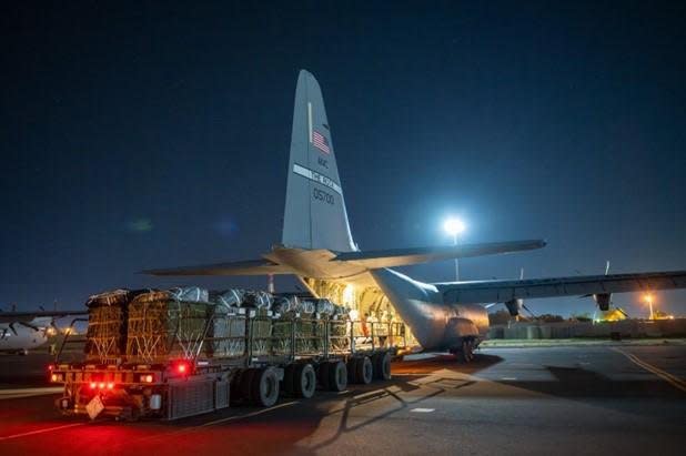 The first American aid shipments to Gaza were successfully air dropped into the Palestinian enclave Saturday, U.S. military officials confirmed.

Photo courtesy U.S. Central Command