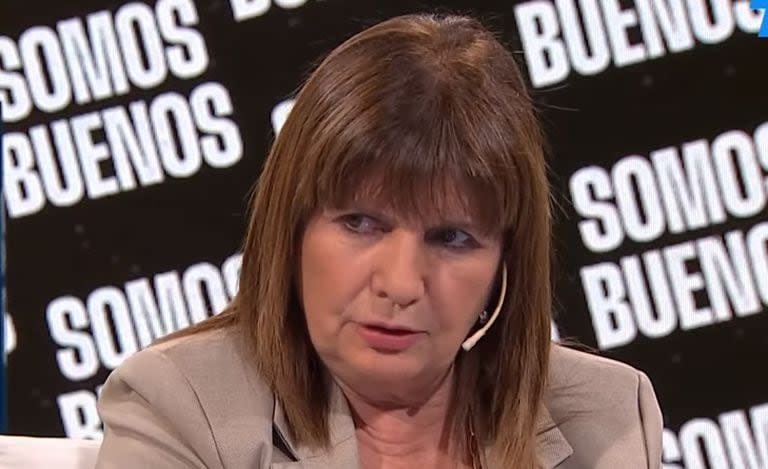 La ministra de Seguridad, Patricia Bullrich, entrevistada en la señal TN