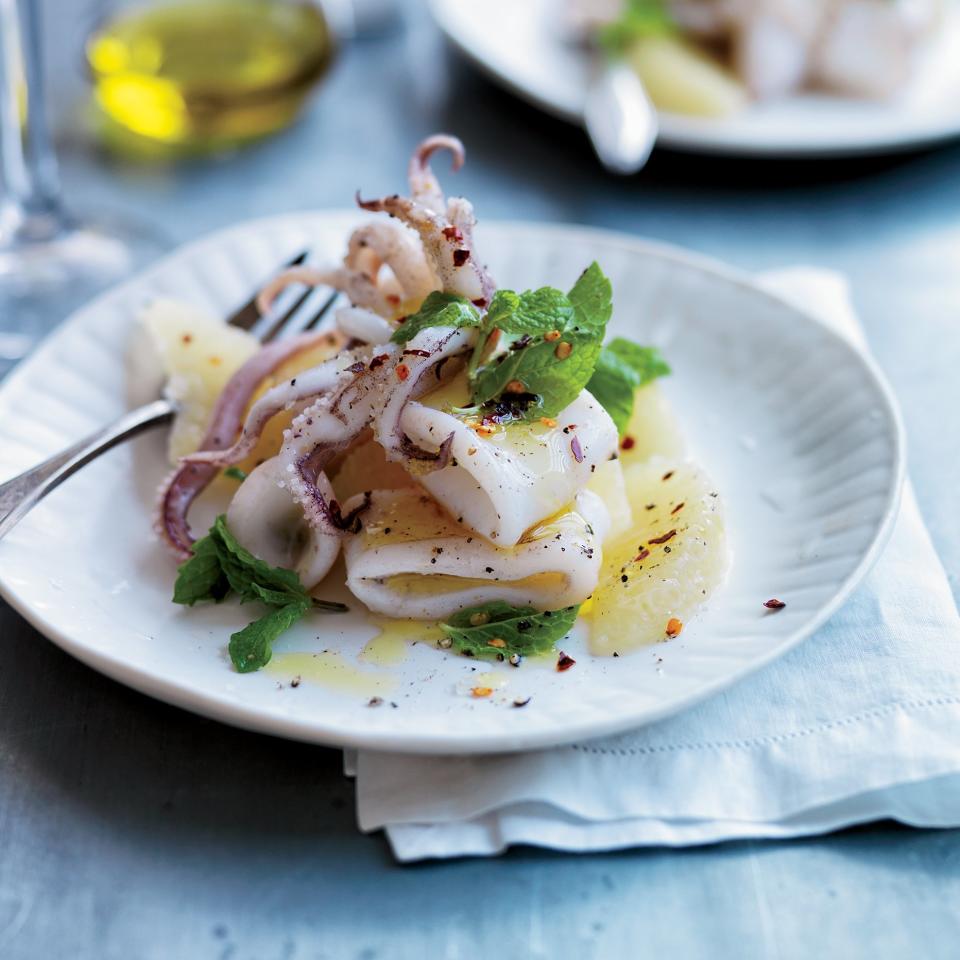 Squid with Citrus, Chile, and Mint