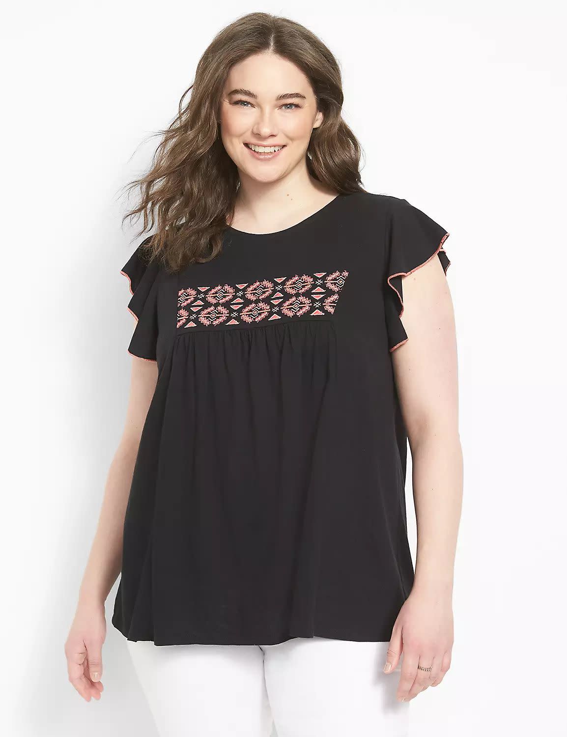 Lane Bryant Flutter Cap-Sleeve Swing Tee