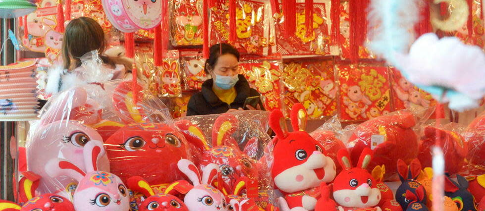 Début janvier sur le marché de Fuyou, à Shanghaï, avant le Nouvel An chinois.    - Credit:STRINGER / ImagineChina / Imaginechina via AFP