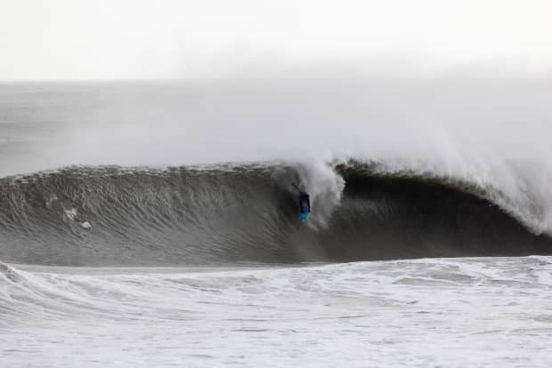 “Don’t know if we will ever see a swell like that again, so I was extra stoked to be here for it and give it a go from wind switch till dark alongside a few of the best young east coast surfers–like <em>Ryan Huckabee, Robbie Goodwin, Owen Moss, and Stevie Pitman–</em>who flew in for the swell.”<p>Pat Nolan</p>