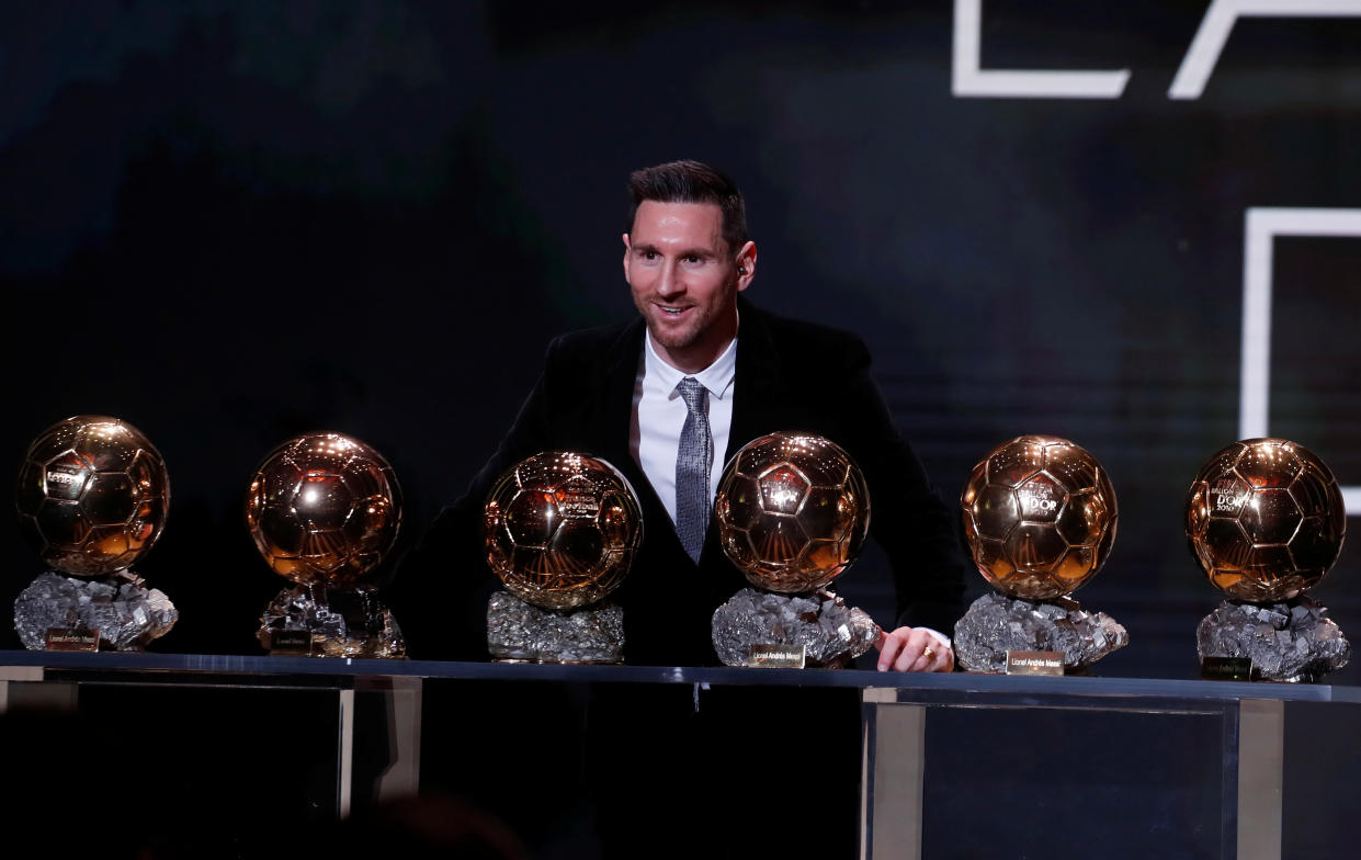 Lionel Messi won his sixth Ballon d'Or on Monday to break a tie with Cristiano Ronaldo for most all time. (REUTERS/Christian Hartmann)