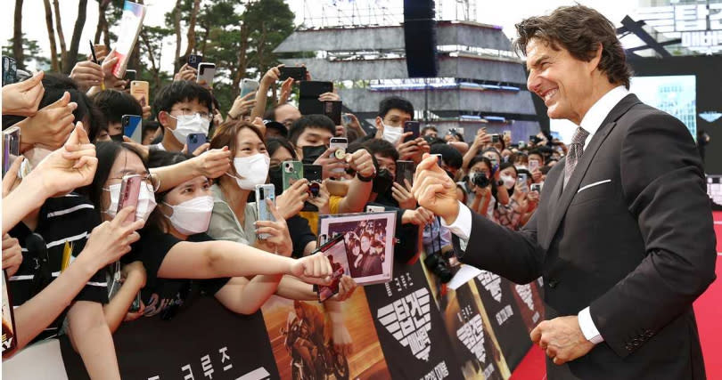 湯姆克魯斯到韓國宣傳《捍衛戰士：獨行俠》，受到大批粉絲歡迎。（圖／UIP）