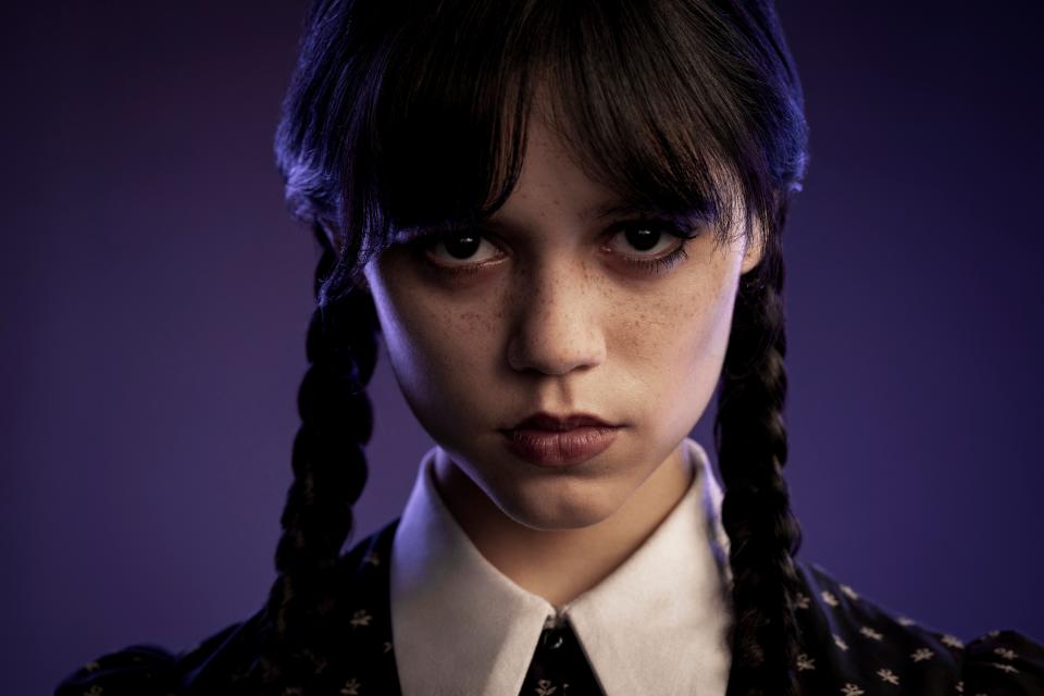 Jenna Ortega dans le rôle de mercredi Addams dans mercredi.  (Matthias Clamer/Netflix)