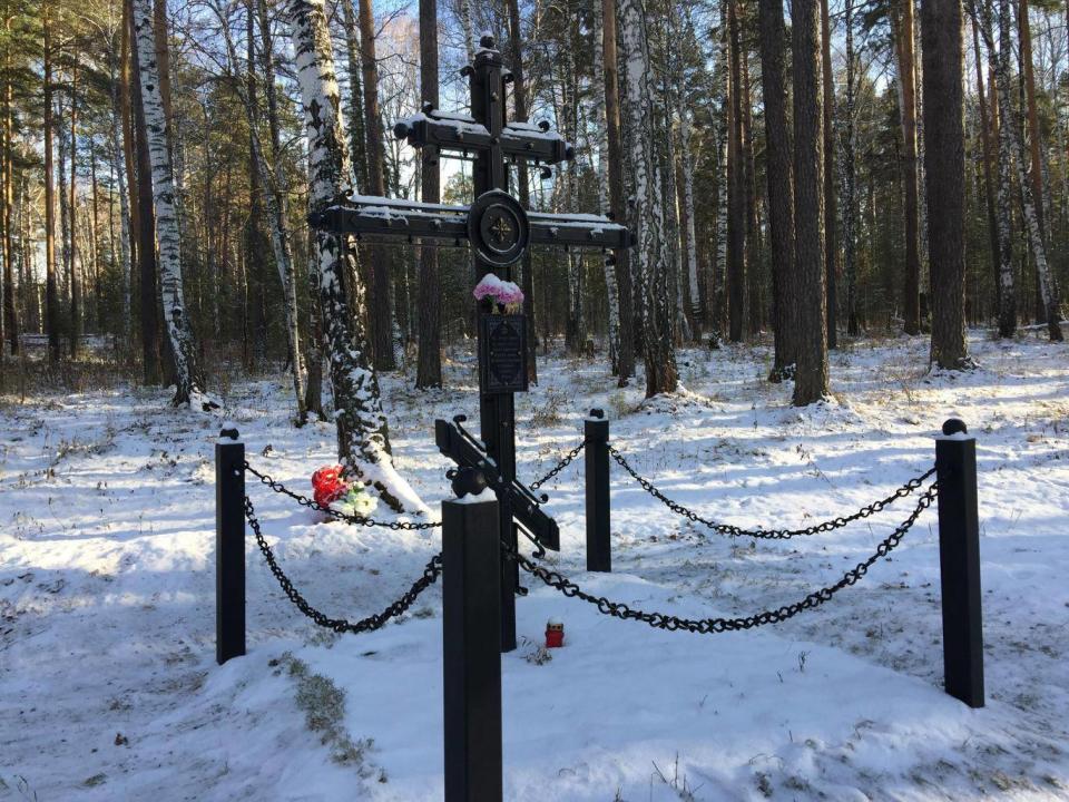 The unremarkable spot in Porosenkov Log where remains of Maria and Alexei were found in 2007 (Oliver Carroll/The Independent)