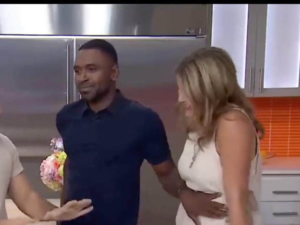 Justin Sylvester jokily moving Jenna Bush Hager away from him on ‘Today’ show (Today Show)