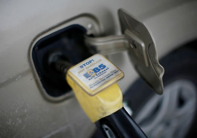 FILE PHOTO: FILE PHOTO: E85 Ethanol biodiesel fuel is shown being pumped into a vehicle at a gas station in Nevada, Iowa