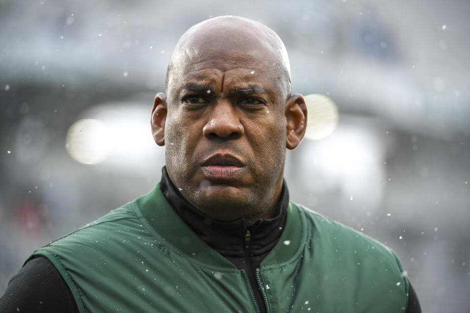 Michigan State football coach Mel Tucker responded to sexual harassment allegations on Monday via a statement released through his attorney. (Nic Antaya/Getty Images)