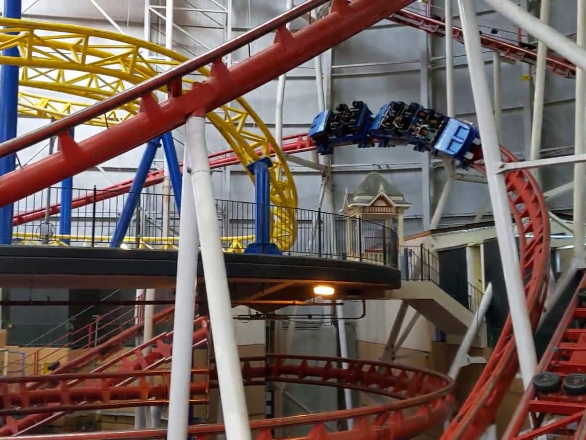 The Mindbender roller-coaster in action at Galaxyland in West Edmonton Mall. The mall announced the permanent closure of the ride on Monday.  (BestEdmontonMall.com - image credit)