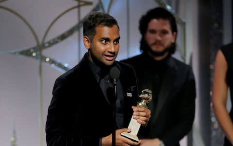 Aziz Ansari won a Golden Globe earlier this month - Credit: Reuters