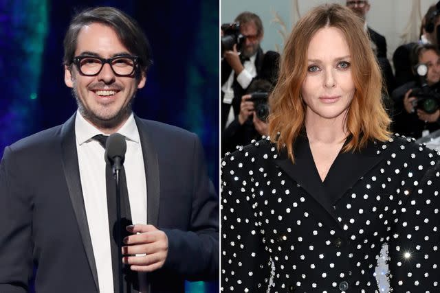 <p>Kevin Kane/WireImage ; Jamie McCarthy/Getty</p> Dhani Harrison speaks onstage at the 32nd Annual Rock & Roll Hall Of Fame Induction Ceremony on April 7, 2017 in New York City. ; Stella McCartney attends The 2023 Met Gala Celebrating "Karl Lagerfeld: A Line Of Beauty" on May 01, 2023 in New York City.