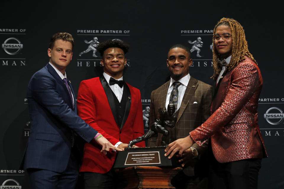 The College Football Playoff won't be lacking in star power. All four Heisman Trophy finalists from this season will be playing in one of the two games Saturday. (Adam Hunger/Getty Images)